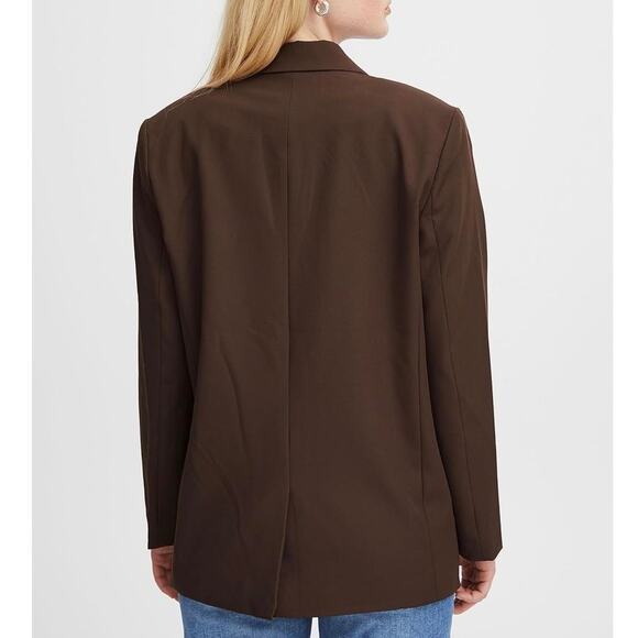 ICHI NWT Java Brown IHKATE SUS Oversized Button Loose Fit Blazer Medium - Picture 6 of 10